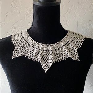 Beaded Choker Necklace Crocheted Vintage